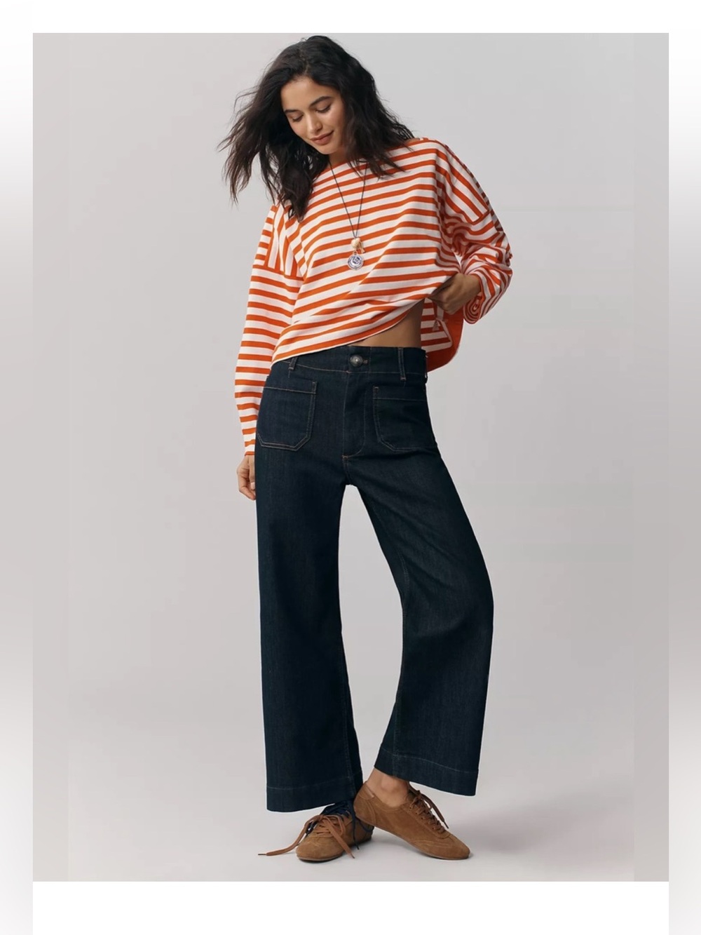 Anthropologie Maeve Jeans Womens 31 The Colette Wide Leg High Rise Patch Pockets